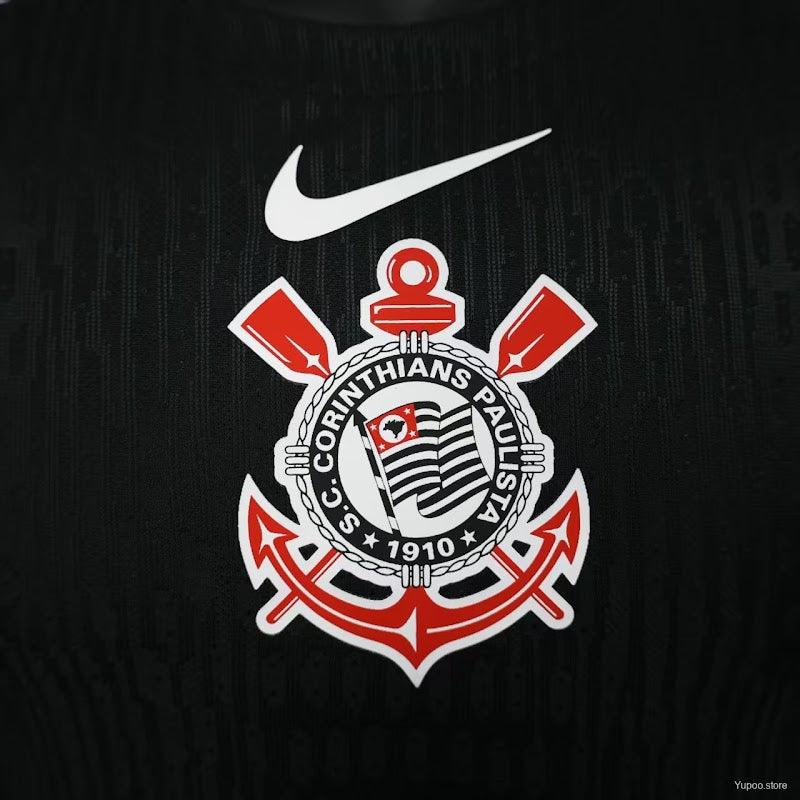 Camisa Corinthians Treino Dry Fit Branco/Preto 2025 Jogador