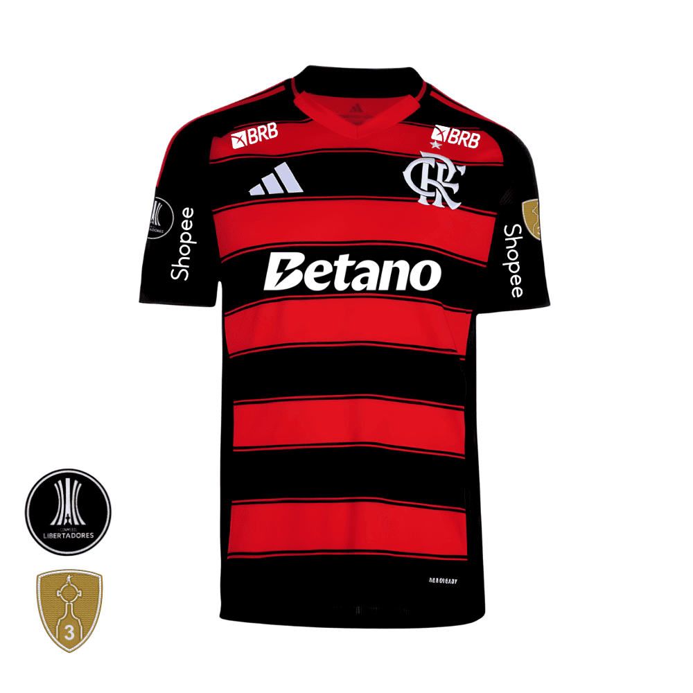 Camisa do Flamengo Home + Patrocinios + Patch Libertadores - 2025/2026