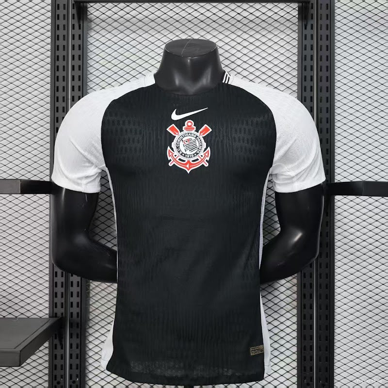 Camisa Corinthians Treino Dry Fit Branco/Preto 2025 Jogador